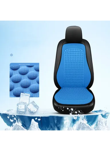 2 Sets Car Front Seat Cover + Backrest Pad Cool Breathable Fatigue Relief Vehicle Seat Pad - Blue
