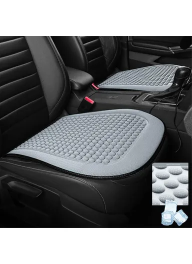 2 Sets Car Front Seat Cover + Backrest Pad Cool Breathable Fatigue Relief Vehicle Seat Pad - Blue