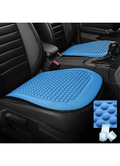 2Pcs Car Truck Front Seat Cushion Cool Breathable Fatigue Relief Vehicle Seat Pad (L43 x W41)cm - Blue