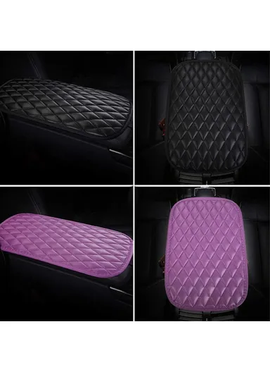 PU Leather Car Armrest Box Cover Pad Auto Center Armrest Box Protective Mat (L35 x W20)cm - Rose