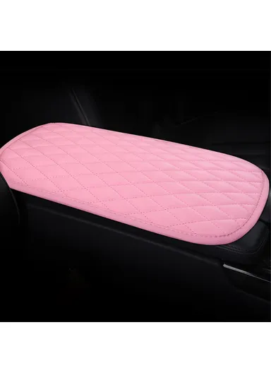 PU Leather Car Armrest Box Cover Pad Auto Center Armrest Box Protective Mat (L35 x W20)cm - Pink