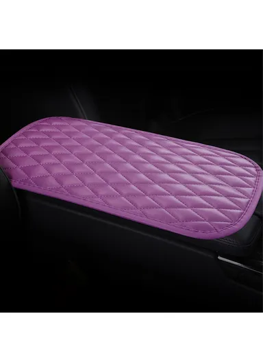 PU Leather Car Armrest Box Cover Pad Auto Center Armrest Box Protective Mat (L35 x W20)cm - Purple