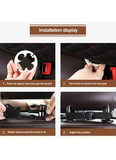 2 Sets Rhombus Embroidered Leather Car Front Seat Cushion + Backrest Pad Set - Black / White