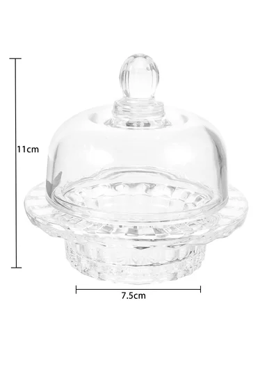 Mini Round Clear Crystal Dessert Bowl With Dome Lid JXTG336 (D13 x H12)cm - Transparent