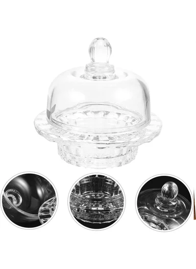 Mini Round Clear Crystal Dessert Bowl With Dome Lid JXTG336 (D13 x H12)cm - Transparent