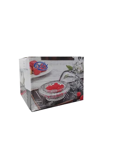 Mini Round Clear Crystal Dessert Bowl With Dome Lid JXTG336 (D13 x H12)cm - Transparent