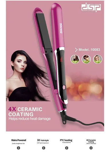 50W Professional Hair Straightener with LED Display &amp; Adjustable Temperature 10083- Pink