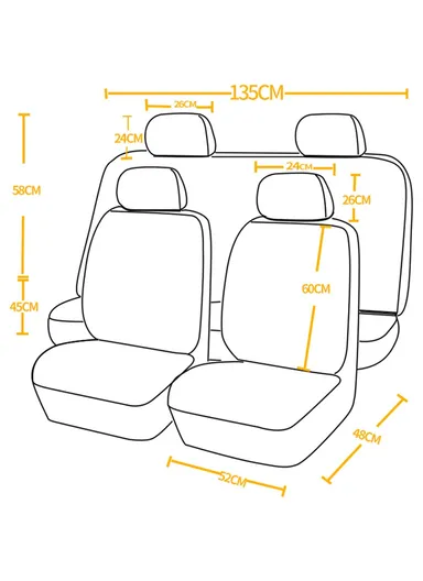 9 Pcs/Set Universal PU Leather Full Set Car Seat Cover, Seat &amp; Cushion Protector for Cars &amp; SUV- Black &amp; Pink