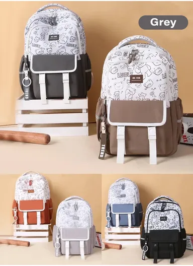 School Bag Simple Large Capacity Travel Backpack 789-3 (W35 x D15 x H45)cm- Grey