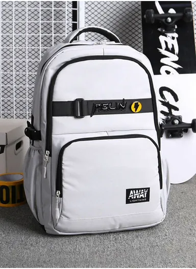 School Bag Large Capacity Waterproof For Boy &amp; Girl 789-2 (W35 x D15 x H50)cm- Light Grey