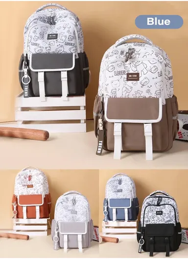 School Bag Simple Large Capacity Travel Backpack 789-3 (W35 x D15 x H45)cm- Blue