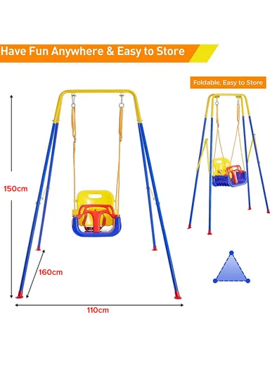 6 Months+ Portable Foldable Multifunction Swing, Baby Swing Seat for Indoor &amp; Outdoor Use BS66-P (W110 x D160 x H150)cm - Blue