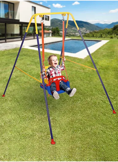 6 Months+ Portable Foldable Multifunction Swing, Baby Swing Seat for Indoor &amp; Outdoor Use BS66-P (W110 x D160 x H150)cm - Blue