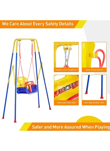 6 Months+ Portable Foldable Multifunction Swing, Baby Swing Seat for Indoor &amp; Outdoor Use BS66-P (W110 x D160 x H150)cm - Pink