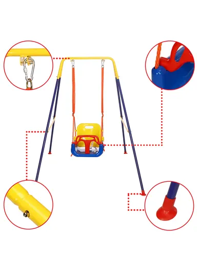 6 Months+ Portable Foldable Multifunction Swing, Baby Swing Seat for Indoor &amp; Outdoor Use BS66-P (W110 x D160 x H150)cm - Pink