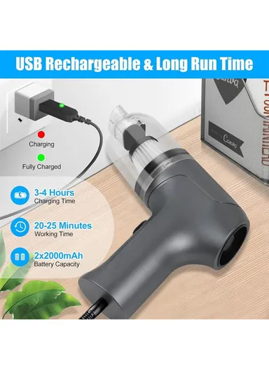 3-in-1 30W Blow &amp; Suction Vacuum Cleaner, 1800mAh Rechargeable Vacuum Cleaner with 1L Capacity, 30000rpm Cleaner with 3 Nozzles JMK1600