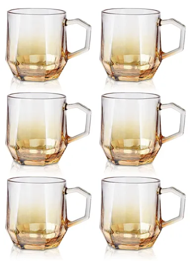 280ml 6 Pcs Luxurious Set Transparent Glass Cup For Drinking Water &amp; Juice JXZB101 - GOLD