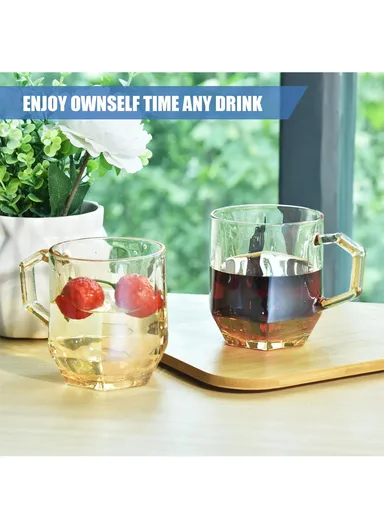 280ml 6 Pcs Luxurious Set Transparent Glass Cup For Drinking Water &amp; Juice JXZB101 - GOLD
