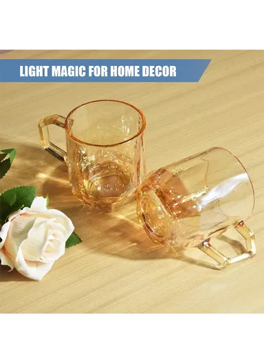 280ml 6 Pcs Luxurious Set Transparent Glass Cup For Drinking Water &amp; Juice JXZB101 - GOLD