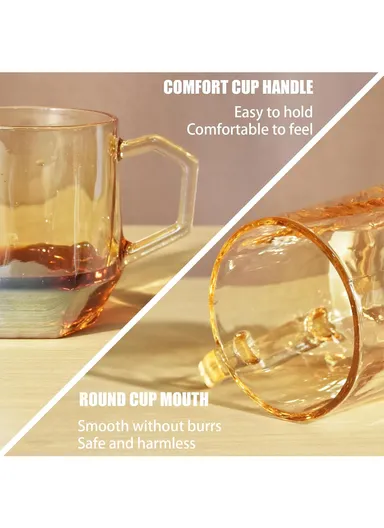 280ml 6 Pcs Luxurious Set Transparent Glass Cup For Drinking Water &amp; Juice JXZB101 - GOLD