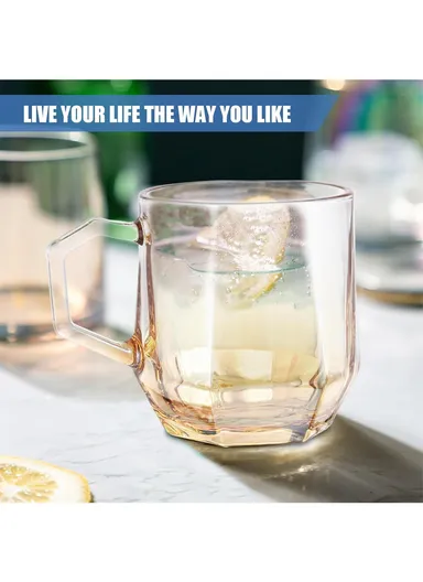 280ml 6 Pcs Luxurious Set Transparent Glass Cup For Drinking Water &amp; Juice JXZB101 - GOLD