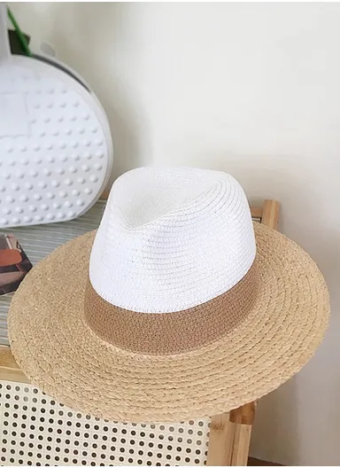 Breathable Comfortable Casual Sun Straw Hat, Beach Hat for Women - White