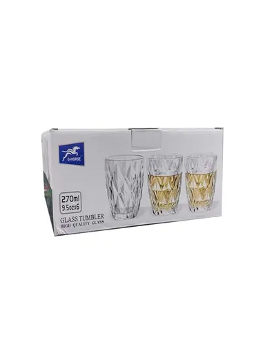 270ml 6Pcs Luxurious Round Glass Cup Set With Elegant Design For Beverages BM05510DL