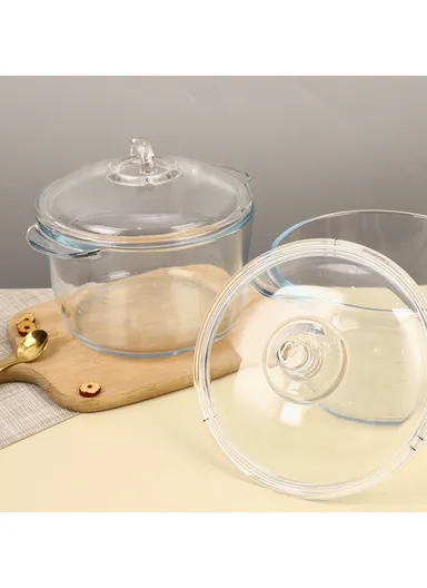 2.5L Durable &amp; Heat Resistant Glass Pot with Lid Compatible with Oven &amp; Microwave SJB-2500MLA (D19 x H11.5)cm - Transparent / Type A