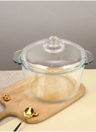 2.5L Durable &amp; Heat Resistant Glass Pot with Lid Compatible with Oven &amp; Microwave SJB-2500MLA (D19 x H11.5)cm - Transparent / Type A
