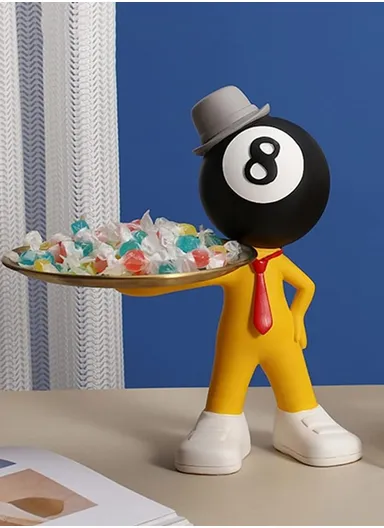 Resin Craft Billiard Doll Room Decoration with Tray For Entrance Hall, Study Room, TV Cabinet &amp; Bedroom HP-96B (H25.5 x W24cm D10)cm - No:8