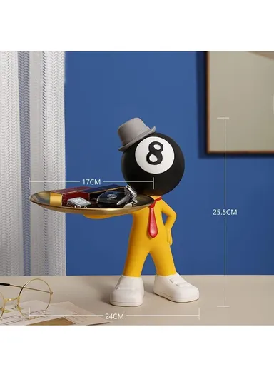 Resin Craft Billiard Doll Room Decoration with Tray For Entrance Hall, Study Room, TV Cabinet &amp; Bedroom HP-96B (H25.5 x W24cm D10)cm - No:8