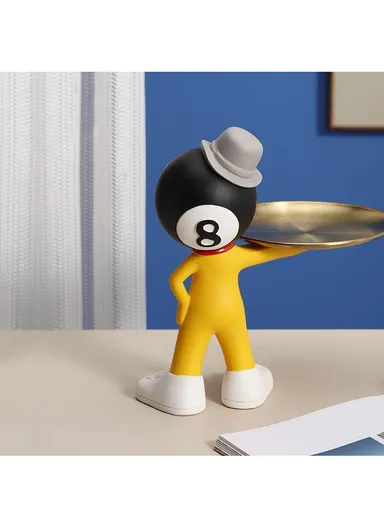 Resin Craft Billiard Doll Room Decoration with Tray For Entrance Hall, Study Room, TV Cabinet &amp; Bedroom HP-96B (H25.5 x W24cm D10)cm - No:8