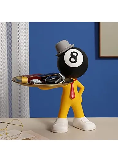 Resin Craft Billiard Doll Room Decoration with Tray For Entrance Hall, Study Room, TV Cabinet &amp; Bedroom HP-96B (H25.5 x W24cm D10)cm - No:8