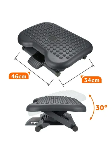 Adjustable Footrest with Massage Function, For Improved Posture &amp; Comfort (L45 x W34 x H11)cm