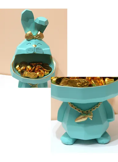 Big Mouth Rabbit Home Decoration for Living Room, Bedroom, Study Room &amp; Kitchen LD-20E (H40 x W18 x D21)cm - Smoke Grey Blue