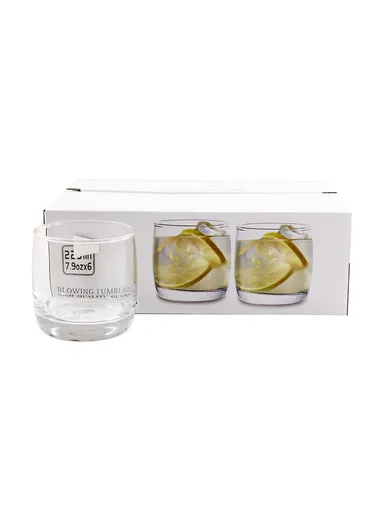 225ml 6-Pcs Transparent Cold Beverages Round Glass Cups BMHS5301