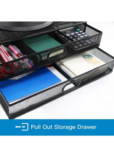 Monitor Stand with 2 Drawers, Ideal for Office Supplies &amp; Monitor Elevation, (L40 x W30 x H12)cm