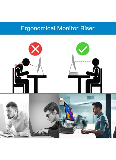 Monitor Stand with 2 Drawers, Ideal for Office Supplies &amp; Monitor Elevation, (L40 x W30 x H12)cm