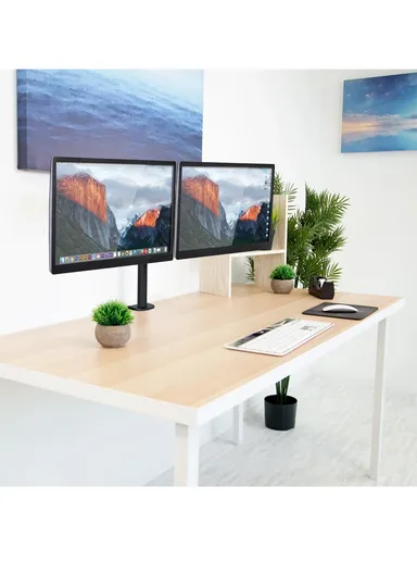 Dual Monitor Mount with Full Articulation, Ideal for Screens up to 32" inches, Adjustable Height &amp; Cable Management, (W73 x H40)cm