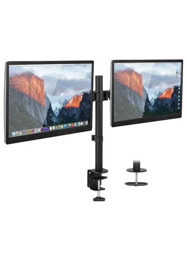 Dual Monitor Mount with Full Articulation, Ideal for Screens up to 32" inches, Adjustable Height &amp; Cable Management, (W73 x H40)cm