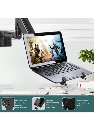 Adjustable Laptop Metal Tray, (L24.3 x W23)cm