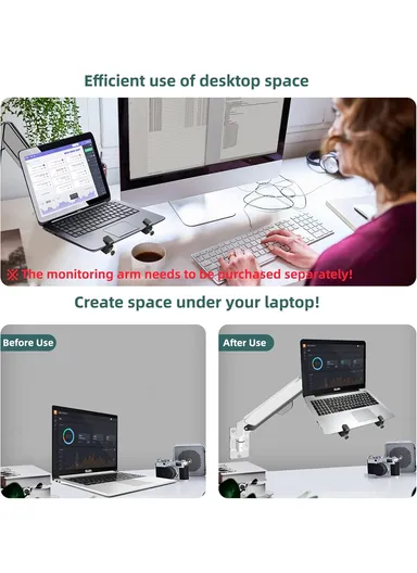 Adjustable Laptop Metal Tray, (L24.3 x W23)cm