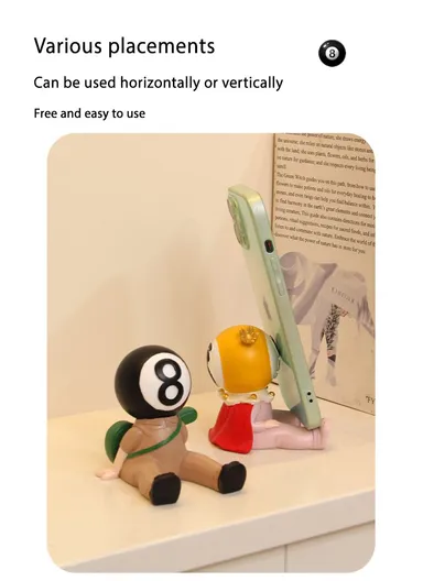 Resin Craft Billiard Doll Home Decoration Cue Organizer, Mobile Phone Holder BN-206-10 (L9 x W7 x H10)cm - Style 2