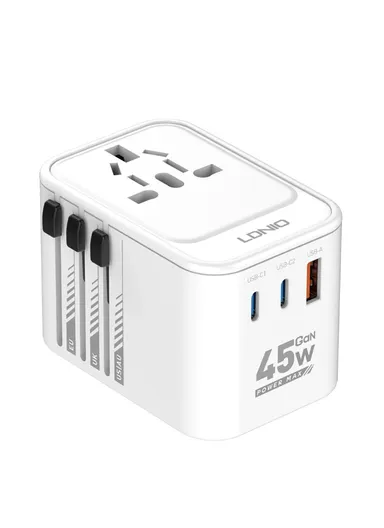 45W Universal Multi-Port Power Adapter All in One with USB-C &amp; Integrated US/UK/EU/AU Sockets Z8