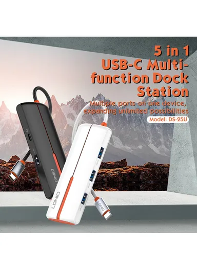 5-in-1 USB-C Multi-Port Hub with PD 100W Quick Charge DS-25U (L11 x W4 x H1.65)cm