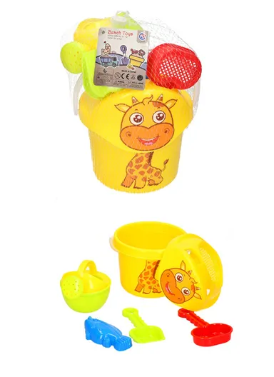  5Pcs Sand Toys with A Giraffe-shaped Bucket &amp; Other Accessories For Kids To Play On The Beach