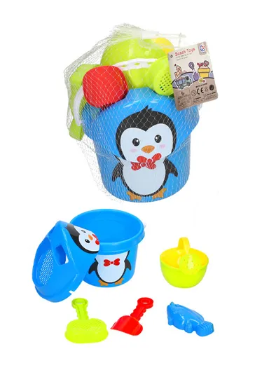  5Pcs Sand Toys with A Penguin-shaped Bucket &amp; Other Accessories For Kids To Play On The Beach