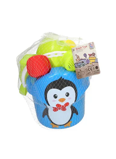  5Pcs Sand Toys with A Penguin-shaped Bucket &amp; Other Accessories For Kids To Play On The Beach
