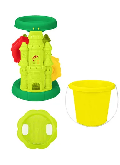 7Pcs Set Beach Toy Set with Special Windmill, Shovel &amp; Bucket For Kids- Yellow