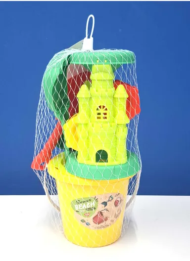 7Pcs Set Beach Toy Set with Special Windmill, Shovel &amp; Bucket For Kids- Yellow